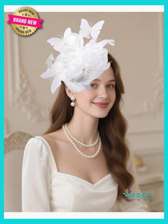 Butterfly Organza Fascinator Hat with Hairpin Clip Tea Party Derby Headwear main image 6